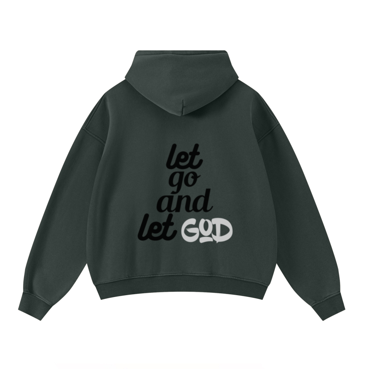 400GSM Unisex Washed Heavyweight Boxy-Fit Hoodie Vintage Moss Green