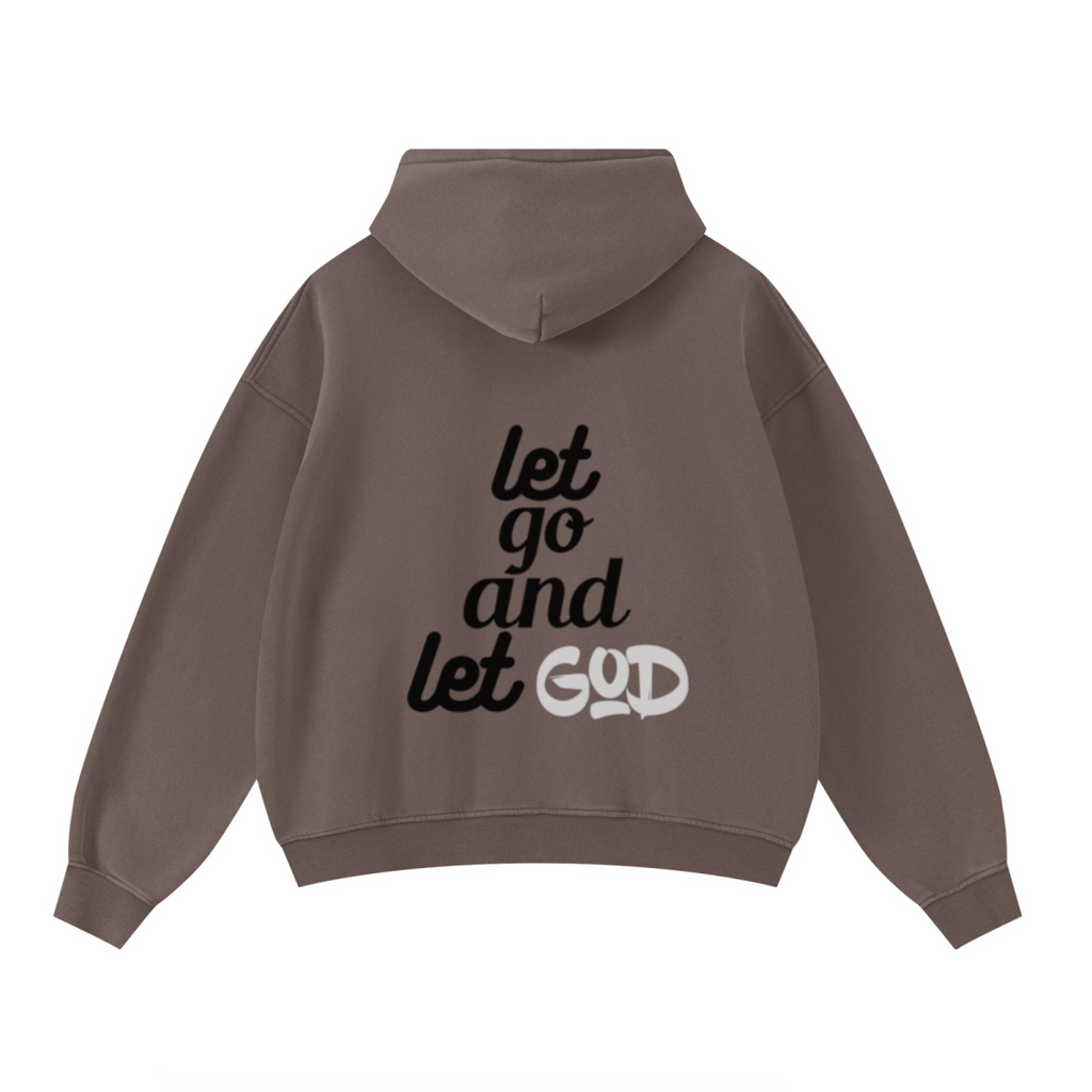 400GSM Unisex Washed Heavyweight Boxy-Fit Hoodie Vintage Dark Brown
