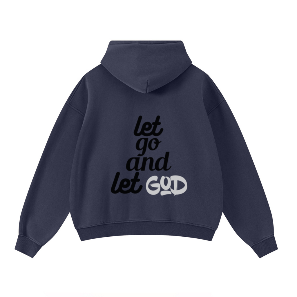400GSM Unisex Washed Heavyweight Boxy-Fit Hoodie Vintage Royal Blue