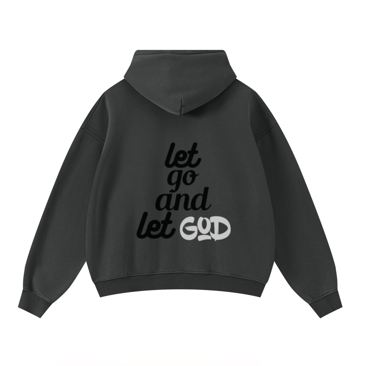 400GSM Unisex Washed Heavyweight Boxy-Fit Hoodie Vintage Dark Grey