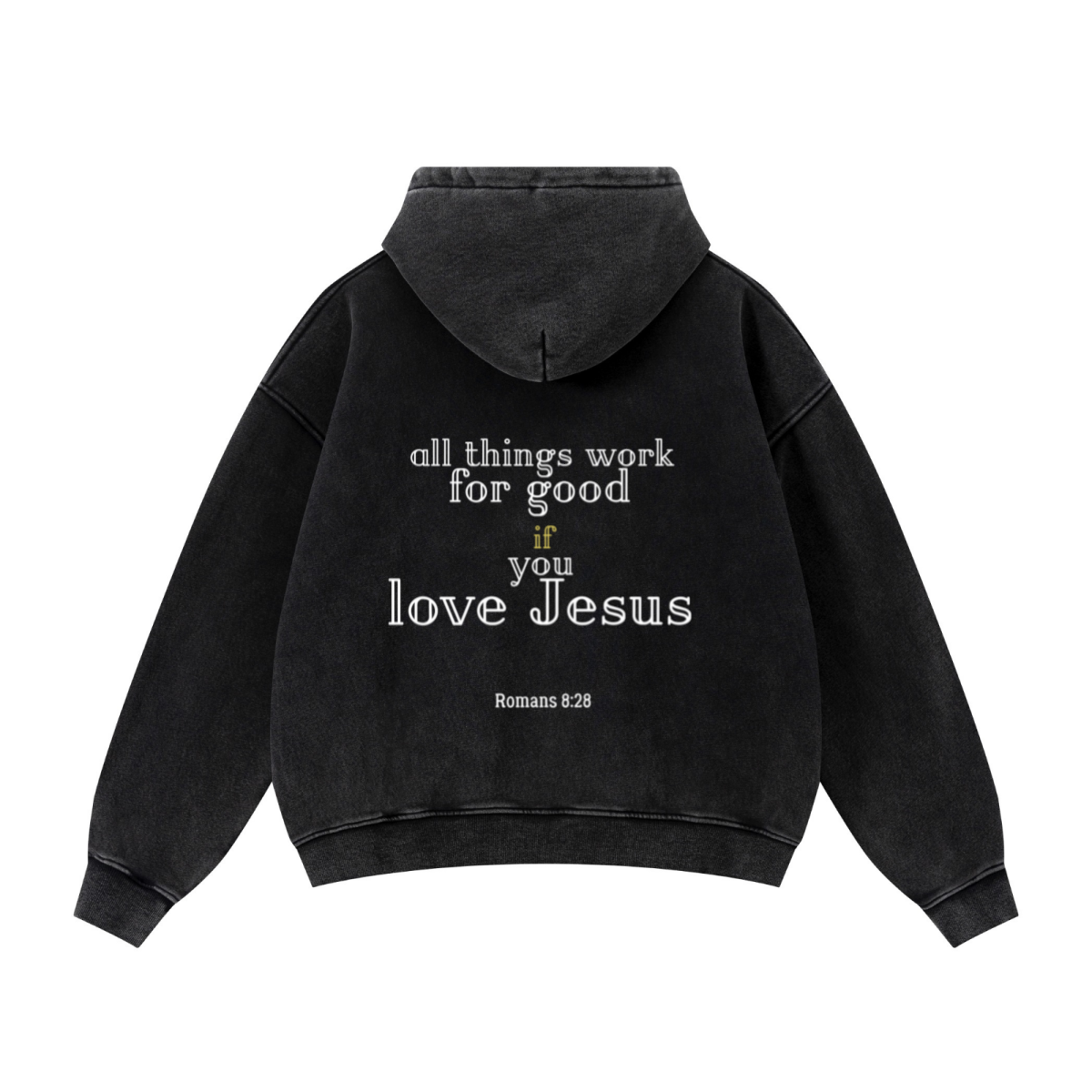 400GSM Unisex Vintage-Wash Boxy-Fit Zip-Up Hoodie Vintage Black