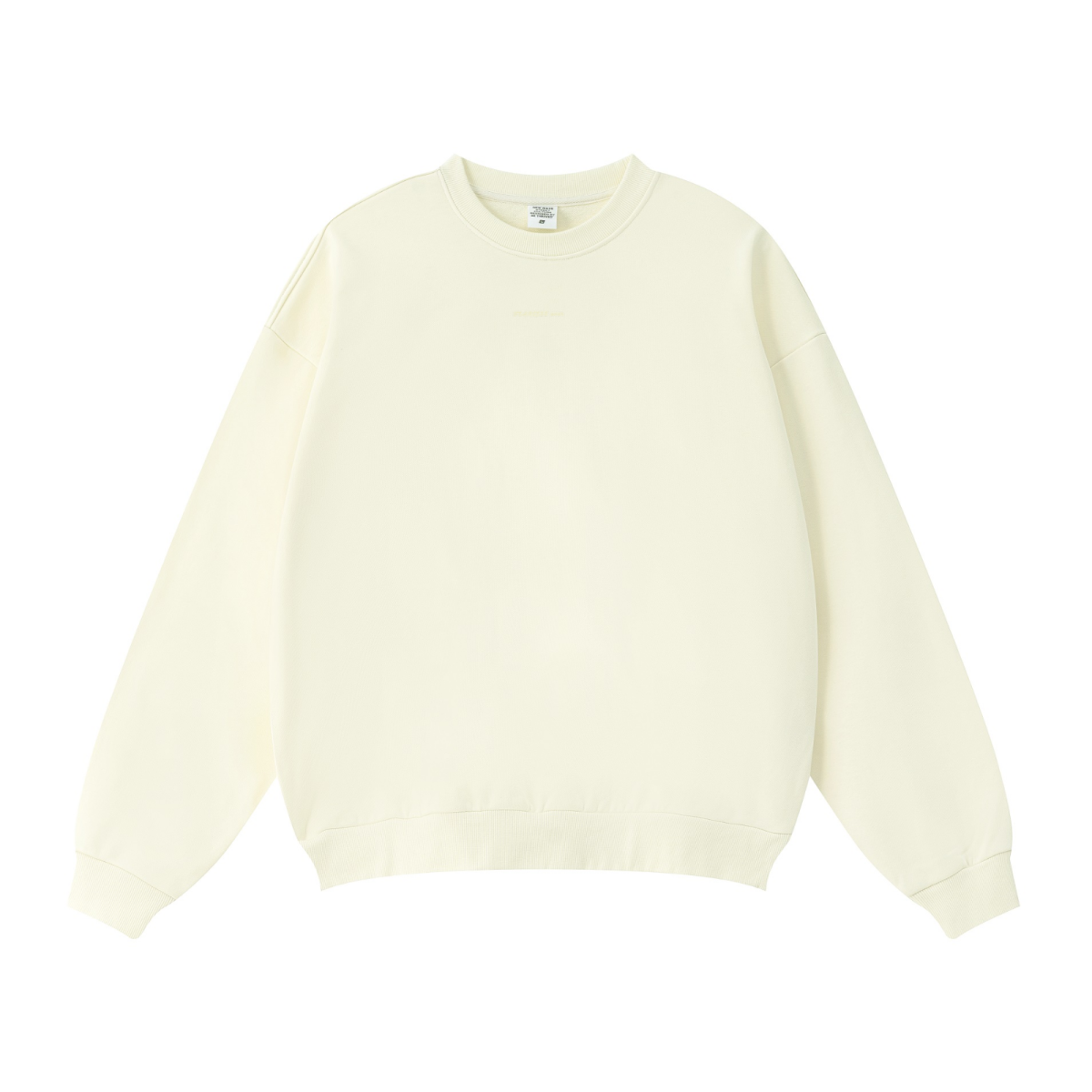360GSM Unisex Solid-Color Loopback Crew Neck Sweatshirt Cream White