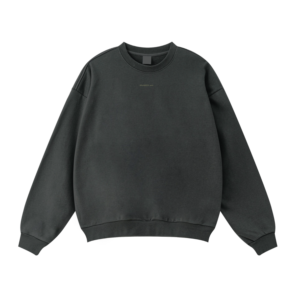 360GSM Unisex Solid-Color Loopback Crew Neck Sweatshirt Charcoal