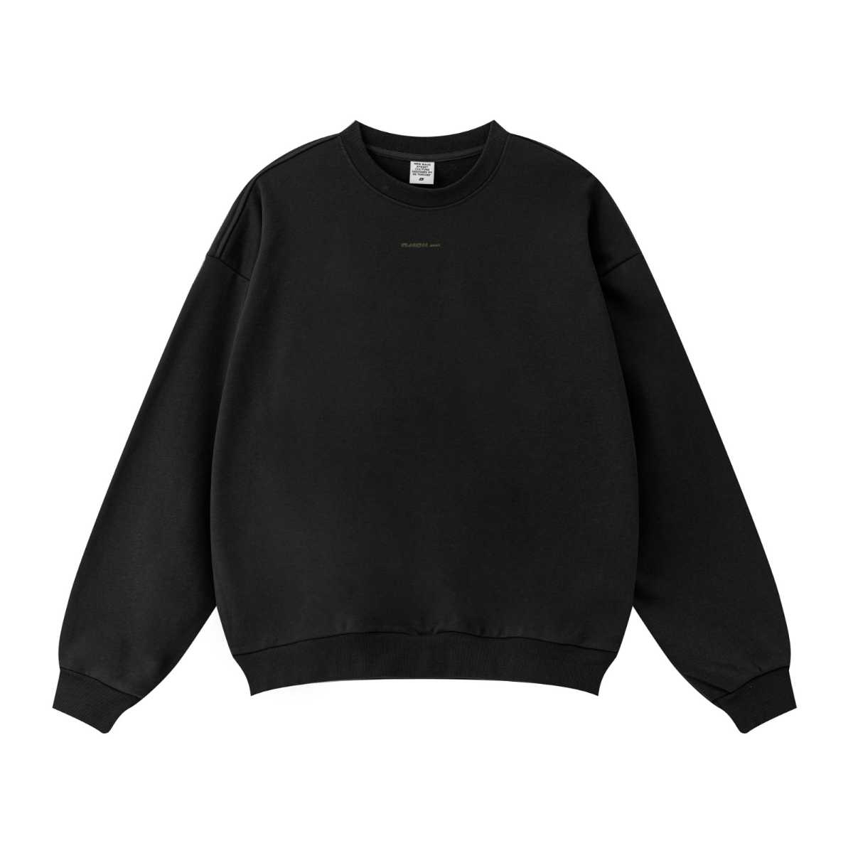 360GSM Unisex Solid-Color Loopback Crew Neck Sweatshirt Black