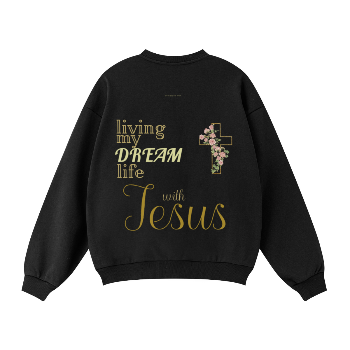 360GSM Unisex Solid-Color Loopback Crew Neck Sweatshirt Black