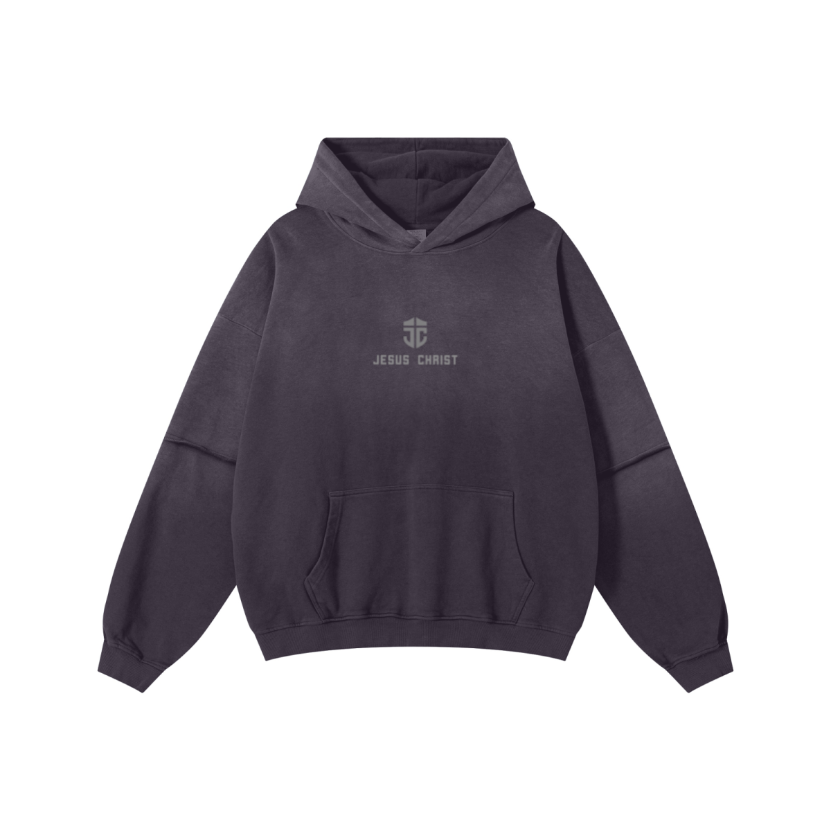 370GSM Unisex Monkey Wash Faux-Two-Piece PP-Sprayed  French Terry Hoodie Vintage Purple