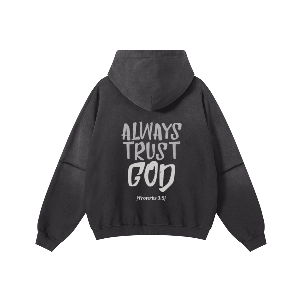 370GSM Unisex Monkey Wash Faux-Two-Piece PP-Sprayed  French Terry Hoodie Vintage Black