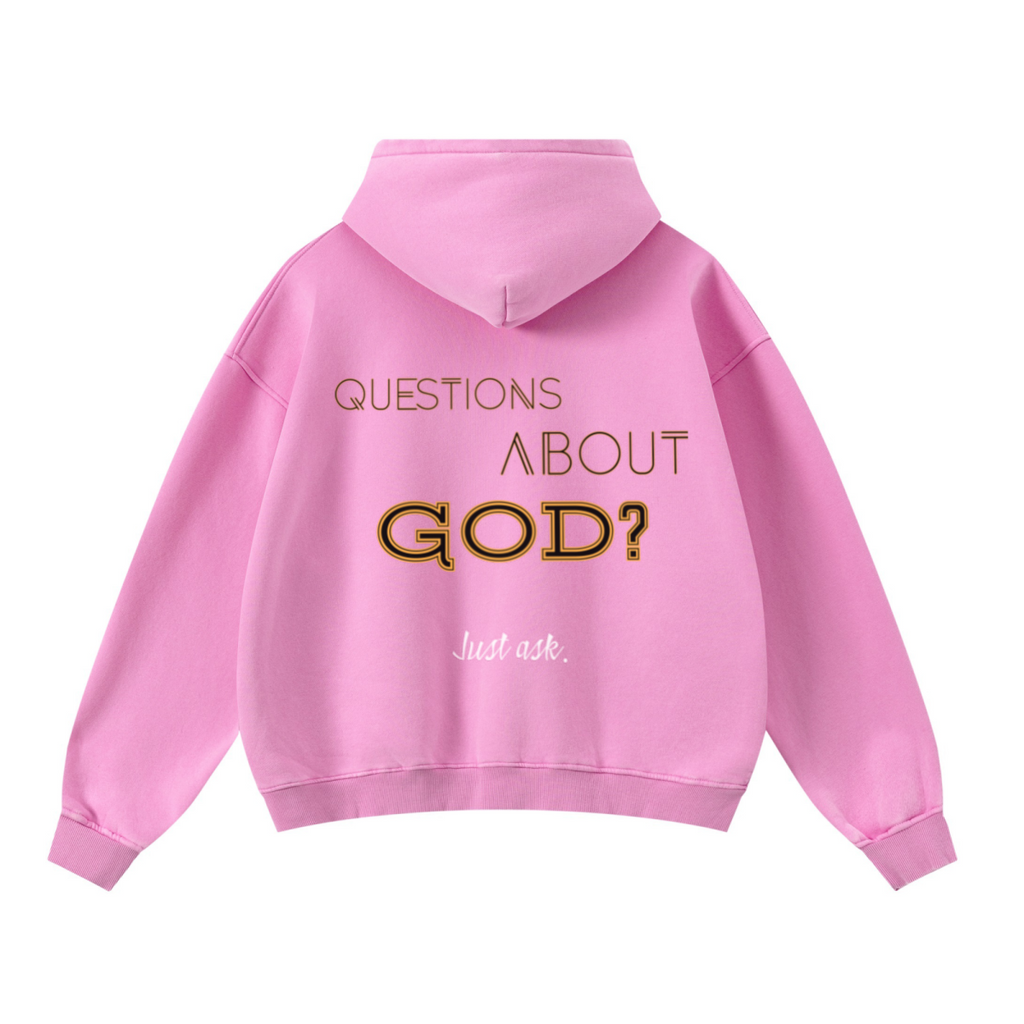 400GSM Unisex Washed Heavyweight Boxy-Fit Hoodie Vintage Peach Pink