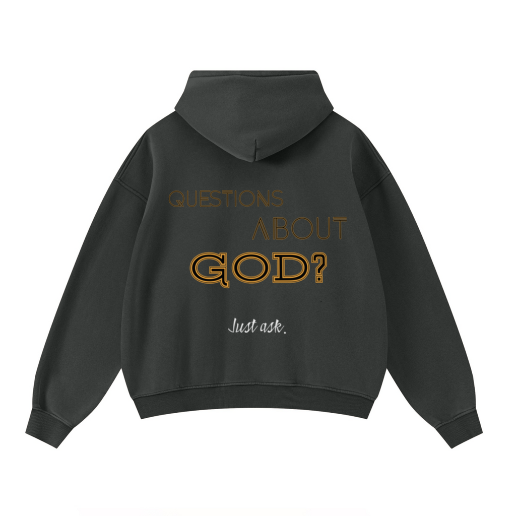 400GSM Unisex Washed Heavyweight Boxy-Fit Hoodie Vintage Dark Grey