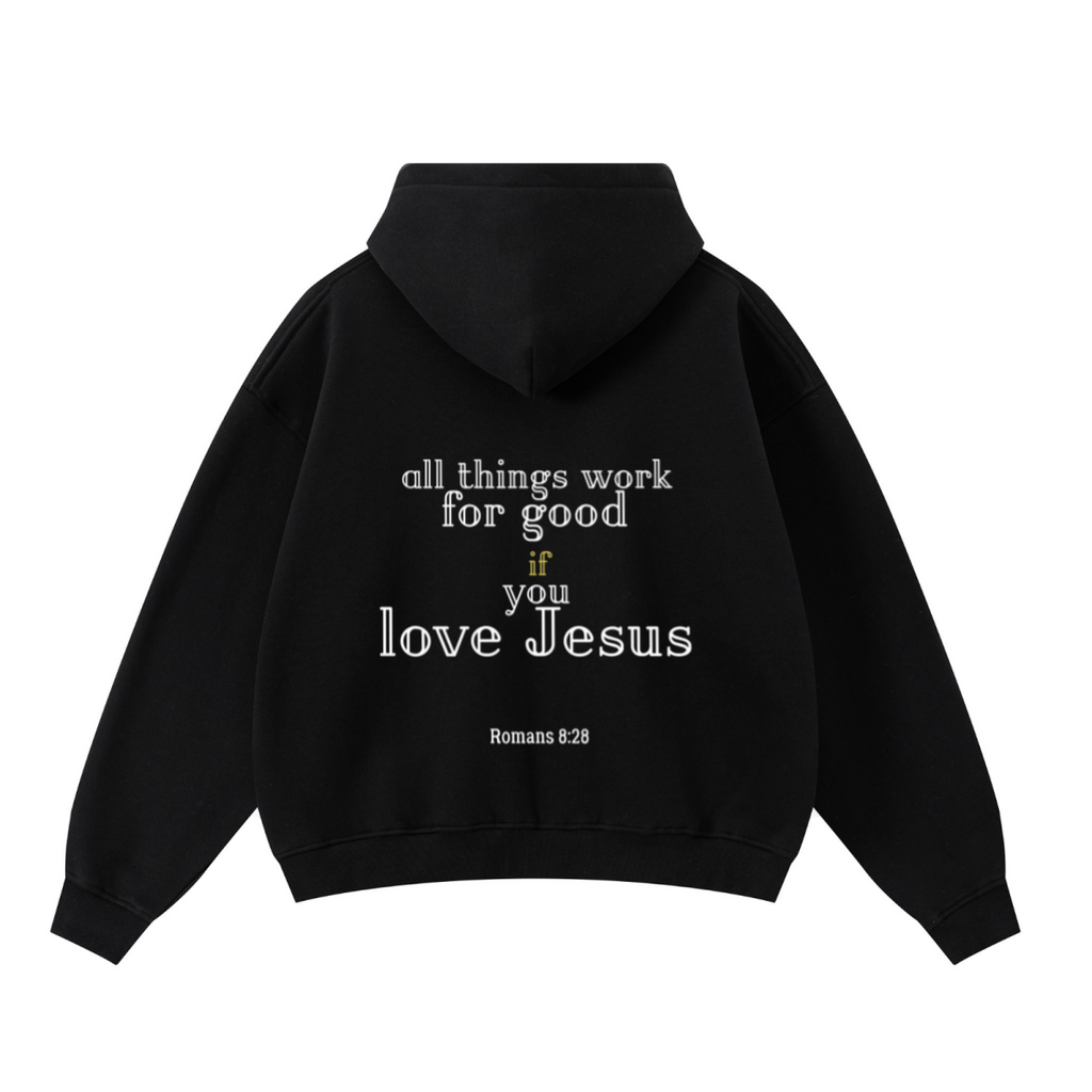 345GSM Unisex Boxy-Fit Double-Zip Hoodie Black